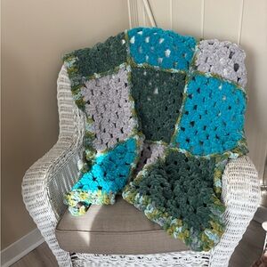 Chunky Crocheted Multicolor Throw Blanket